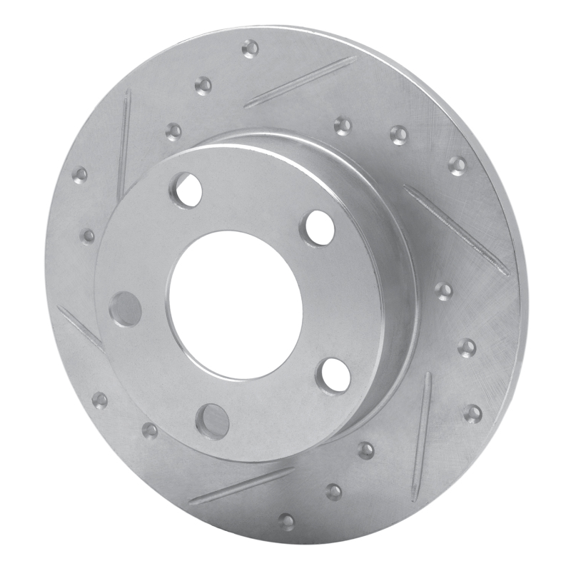 Audi A4 Quattro Brake Rotor (1) - Rear Left - R1 Concepts - Drilled and Slotted - Silver - `96-`05